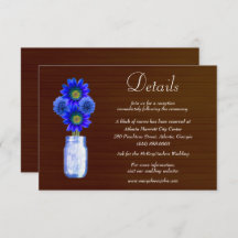 Dunkle Rustikal Blue Floral Mason Jar Wedding Deta