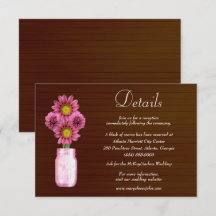 Dunkle rustikal rosa Blumenmason Jar Hochzeitdetai