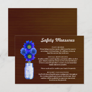 Dunkle Rustikale Blaue Blumen-Mason-Glas-Sicherhei Begleitkarte