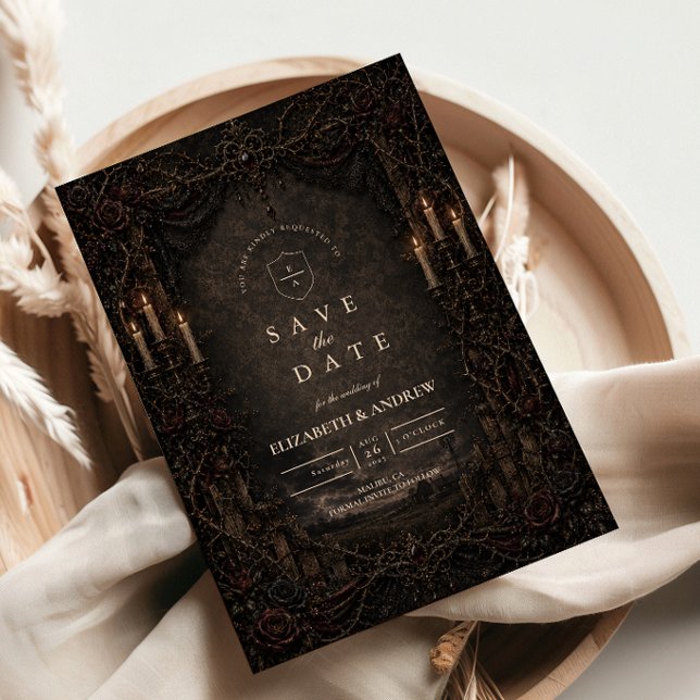 Dunkle Rustikale Country-Gotische Hochzeit Save The Date (Von Creator hochgeladen)