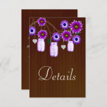 Dunkle Rustikale Lila Blumenmason Jars Details