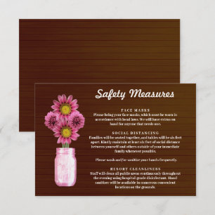 Dunkle Rustikale Rosa Blumen-Mason-Glas Sicherheit Begleitkarte