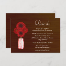 Dunkle rustikale rote Flora Mason Jar Hochzeitdeta