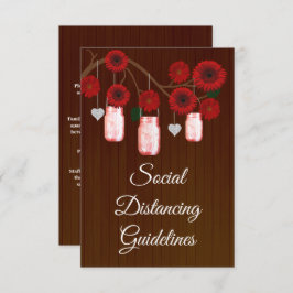 Dunkle rustikale rote Flora Mason Jar Sicherheitsm Begleitkarte