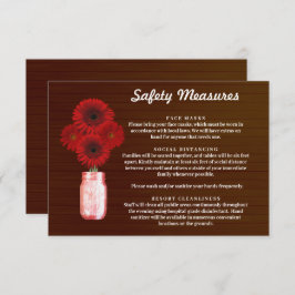 Dunkle rustikale rote Flora Mason Jar Sicherheitsm Begleitkarte