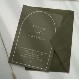 Dunkle Sage Arch Woodland Hochzeit. Foto + QR Einladung