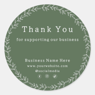 Dunkle Sage Green Chic Whimsical Business Wedding Runder Aufkleber