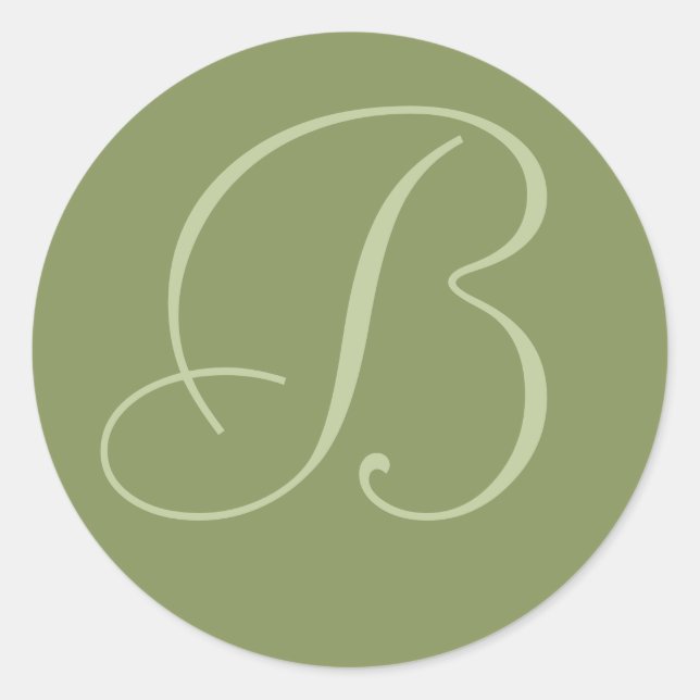Dunkle Sage Green Mit Monogramm Wedding Umschlag A Runder Aufkleber (Vorderseite)