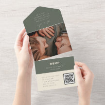 Dunkle Sage Minimalistische Hochzeitssache Foto QR