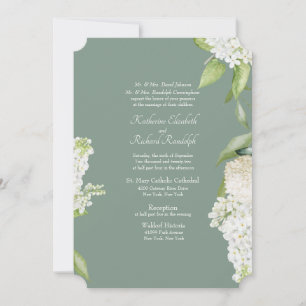 Dunkle Sage White Hydrangea beide Eltern Hochzeit Einladung