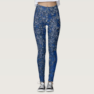 Dunkle Sapphire Blue Rusted Metal Textur Abstrakt Leggings