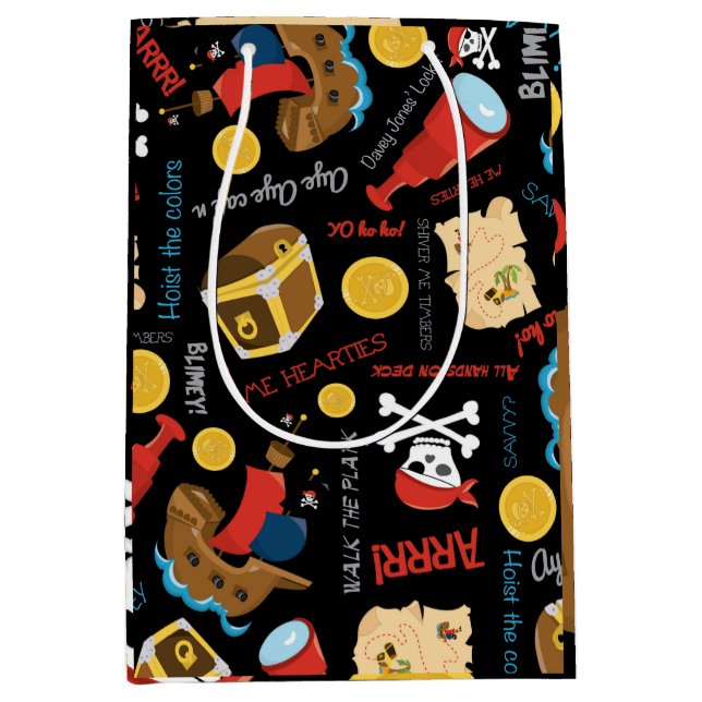 Dunkle Schatzinsel Party Pirate Mittlere Geschenkt Mittlere Geschenktüte (Vorderseite)
