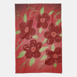 Dunkle Scheune Rot Blume Geschirrtuch