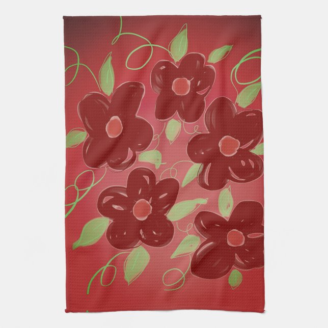 Dunkle Scheune Rot Blume Geschirrtuch (Vertikal)