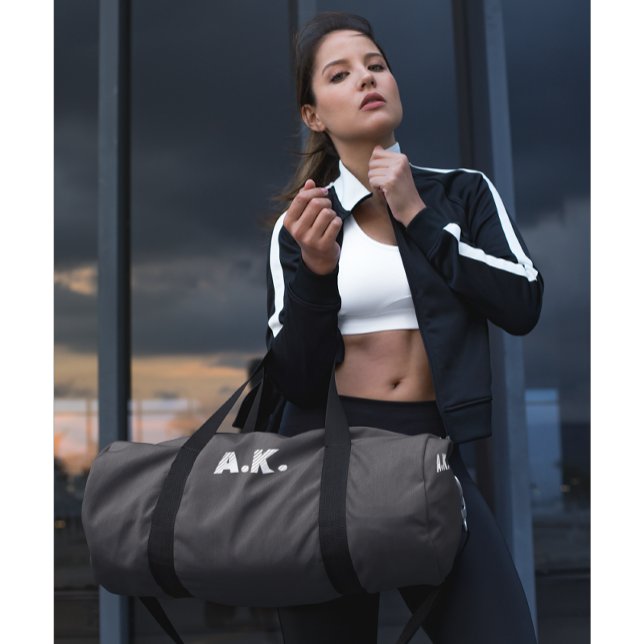 Dunkle Schokolade Braun weißes Monogramm Duffle Be Duffle Bag (Von Creator hochgeladen)