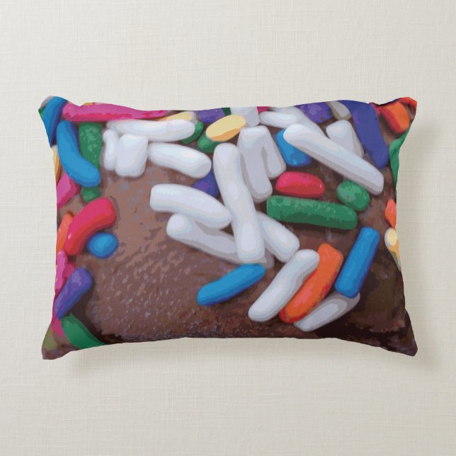 Dunkle Schokolade Eiscreme mit Regenbogensprinklen Dekokissen (Vorderseite)