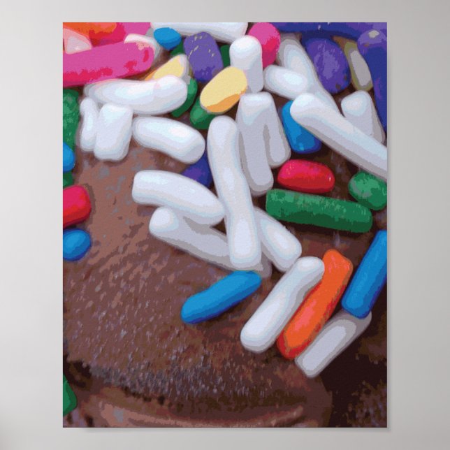 Dunkle Schokolade Eiscreme mit Regenbogensprinklen Poster (Vorne)