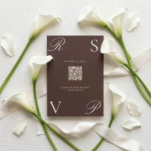 Dunkle Schokoladen-Hochzeit im Stil von Old Money RSVP Karte