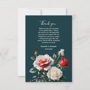 Dunkle Schöne rosa weiße rote Rosen Blumen Hochzei Dankeskarte
