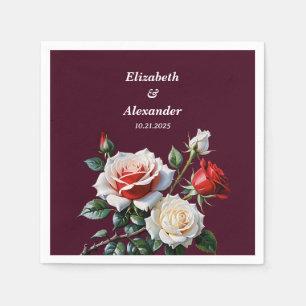 Dunkle Schöne rosa weiße rote Rosen florale Hochze Serviette