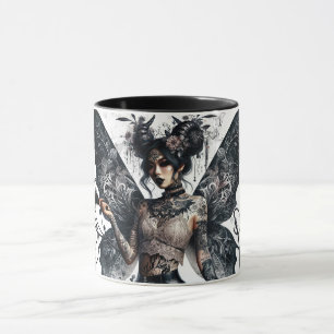 Dunkle Schönheit Gothic Asiatische Feen-Tätowierun Tasse