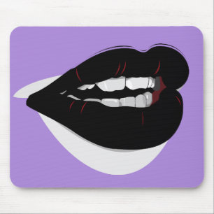 Dunkle schwarze Lipstick-Lippen Mousepad