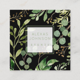 Dunkle schwarze Moody Moderner Grüner Frühling Quadratische Visitenkarte