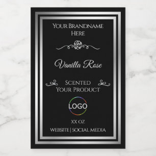 Dunkle schwarze Produktkennzeichnung Silver Frame Lebensmitteletikett
