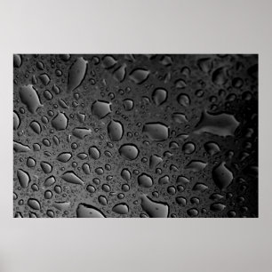 Dunkle schwarze Wassertropfen, texturiert Poster