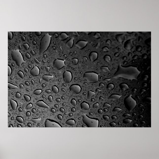 Dunkle schwarze Wassertropfen, texturiert Poster (Vorne)