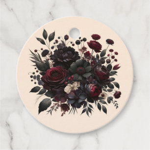 Dunkle Schwermütige Blumen Elegante Florale Creme Geschenkanhänger