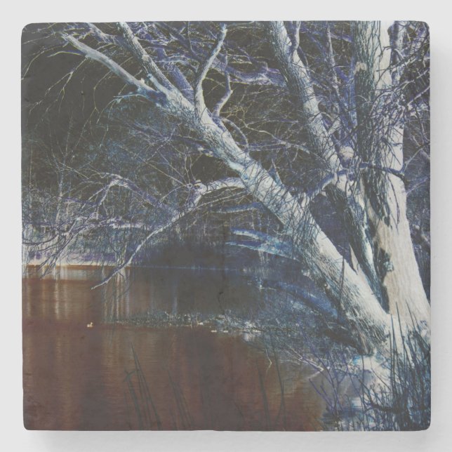 Dunkle Seite 7 Küste Steinuntersetzer (Vorderseite)