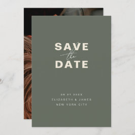 Dunkle Seite Grün Moderne Minimalistische Hochzeit Save The Date