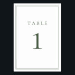 Dunkle Seite Grün Moderne Minimalistische Hochzeit Tischnummer<br><div class="desc">Sage Green moderne, minimalistische Hochzeitsfeier Tischnummer. Vollständig anpassbar! **BITTE BEACHTEN SIE: Für die Bestellung von Tischnummern muss jede Kartennummer einzeln bearbeitet/angepasst und in Ihren Warenkorb aufgenommen werden. Zum Beispiel: Wenn Sie einfach Qty: 20 Karten auswählen und zum Warenkorb hinzufügen, wird es dieselbe Zahl haben, es sei denn, Sie passen jede...</div>