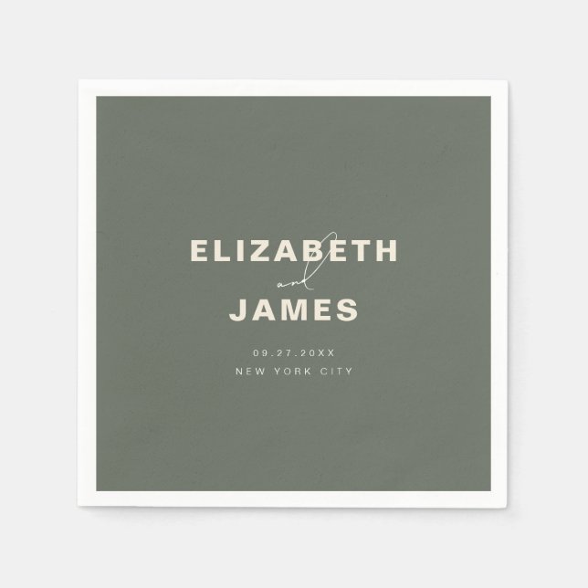 Dunkle Seite Grün Rustikale Moderne Minimalistisch Serviette (Vorderseite)