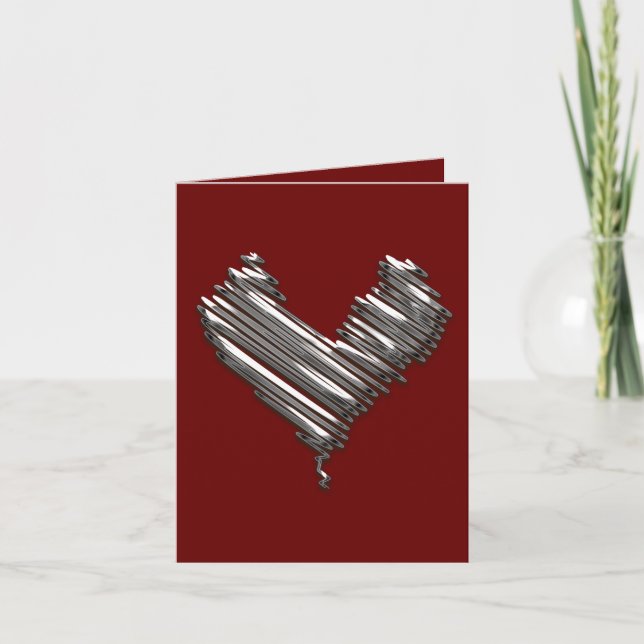 Dunkle Silver Heart Valentines Feiertagskarte (Vorderseite)