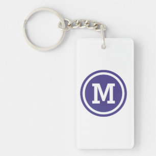 Dunkle Slate Blue Circle Monogram Schlüsselanhänger