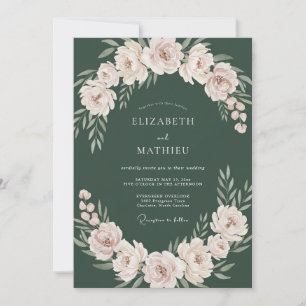 Dunkle Smaragd-Blüten-Hochzeit Einladung