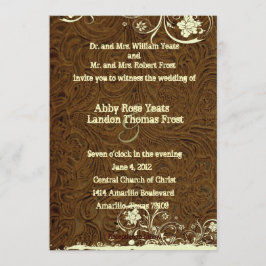 Dunkle Spitze-Hochzeits-Einladung Browns lederne Einladung