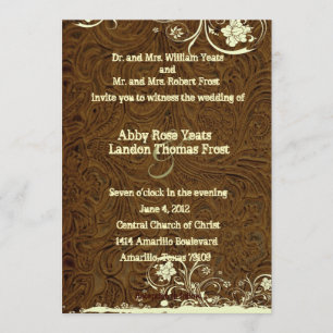Dunkle Spitze-Hochzeits-Einladung Browns lederne Einladung