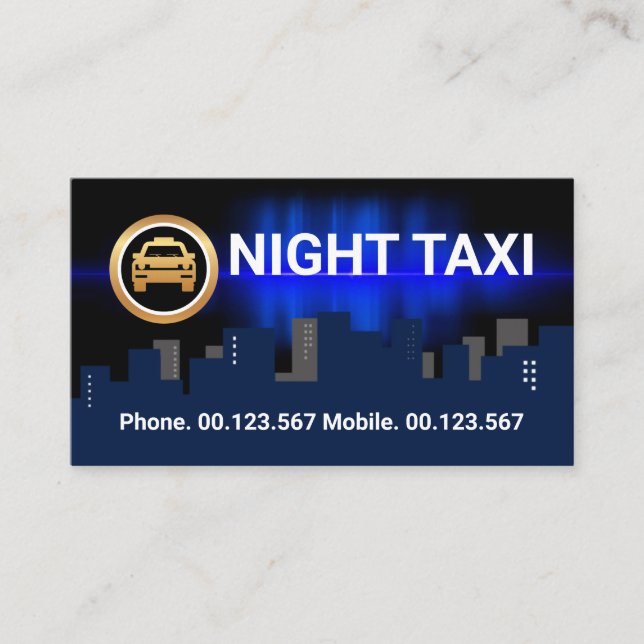 Dunkle Stadt Silhouette Night Shift Taxi Service Visitenkarte (Vorderseite)