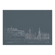 Dunkle Stadt-Skyline-Blueprint-Poster
