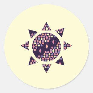 Dunkle Stadt Twilight Honeycomb und Diamond Sun Runder Aufkleber