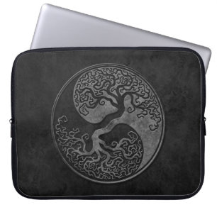 Dunkle SteinYin Yang Bäume Laptopschutzhülle