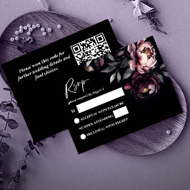 Dunkle Stimmung noir elegante Hochzeitskarte RSVP Begleitkarte