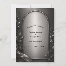 dunkle, stimmungsvolle Gunmetal Art Deco Torbogen- Einladung