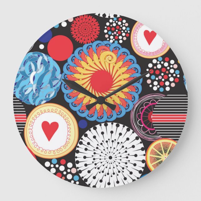 Dunkle Strahlung: Lichtkreismuster Große Wanduhr (Vorderseite)