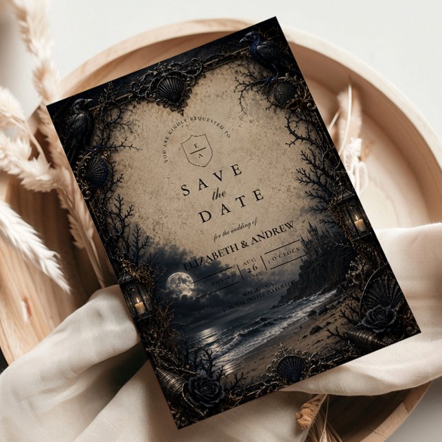 Dunkle Strand-Gotische Hochzeit Save The Date (Von Creator hochgeladen)