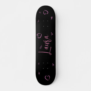 Dunkle Tafel, Schwarz, Rosa, Mädchen, Personalisie Skateboard