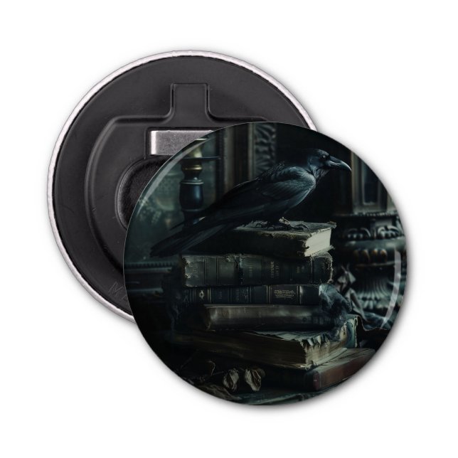 Dunkle Tatty Alte Bücher mit Raven Flaschenöffner (Vorderseite)